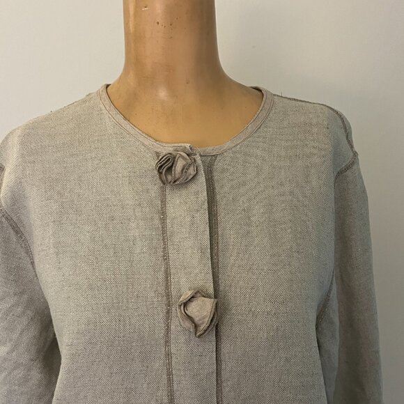 Cachaca Linen Blazer with Linen Rosette Buttons and Pockets - Size Small - Picture 8 of 12